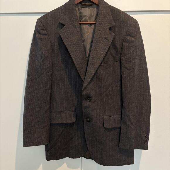 Vtg Strathmore Blazer Men Sz 38 Gray Pinstripe 100% Wool Classic Suit Jacket USA - Picture 1 of 14
